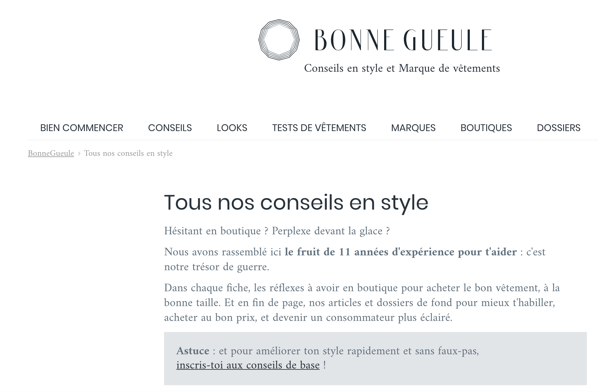 Bonne Gueule conseils look - contenu blog